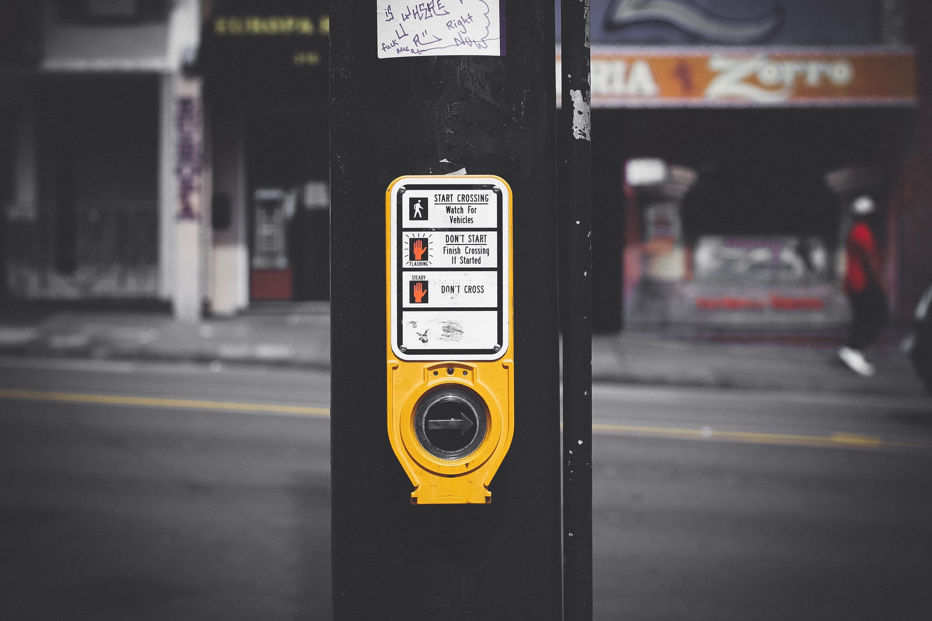 A button to activate a cross walk signal