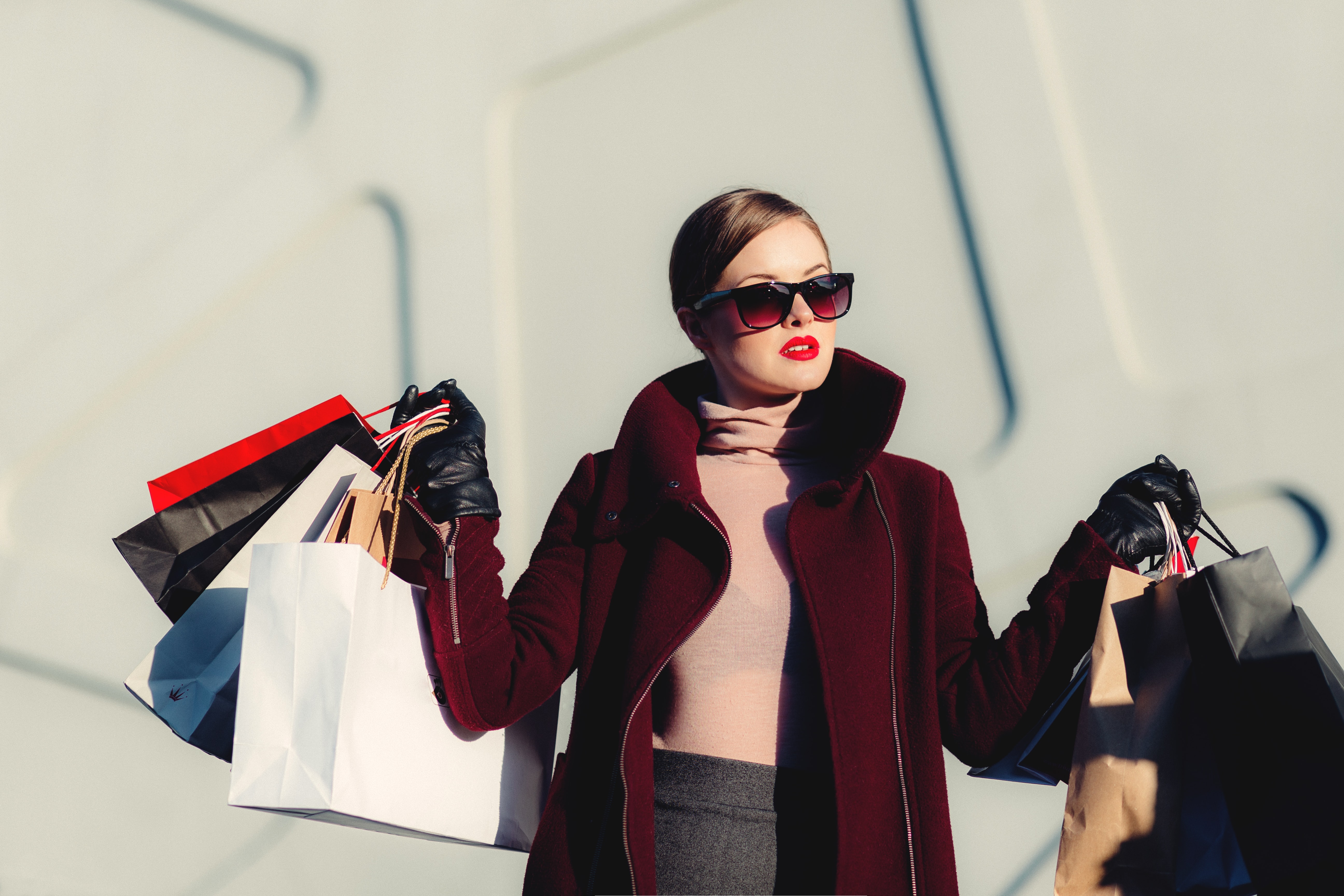 Stylish woman with shopping bags